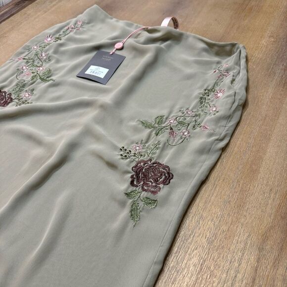 House of CB Lailah Embroidered Maxi Skirt‎ Low Rise Lightweight Georgette Large - Picture 7 of 15